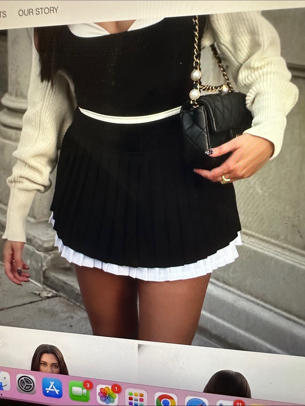 Milano Black Mini Skirt with White Ruffle Trim